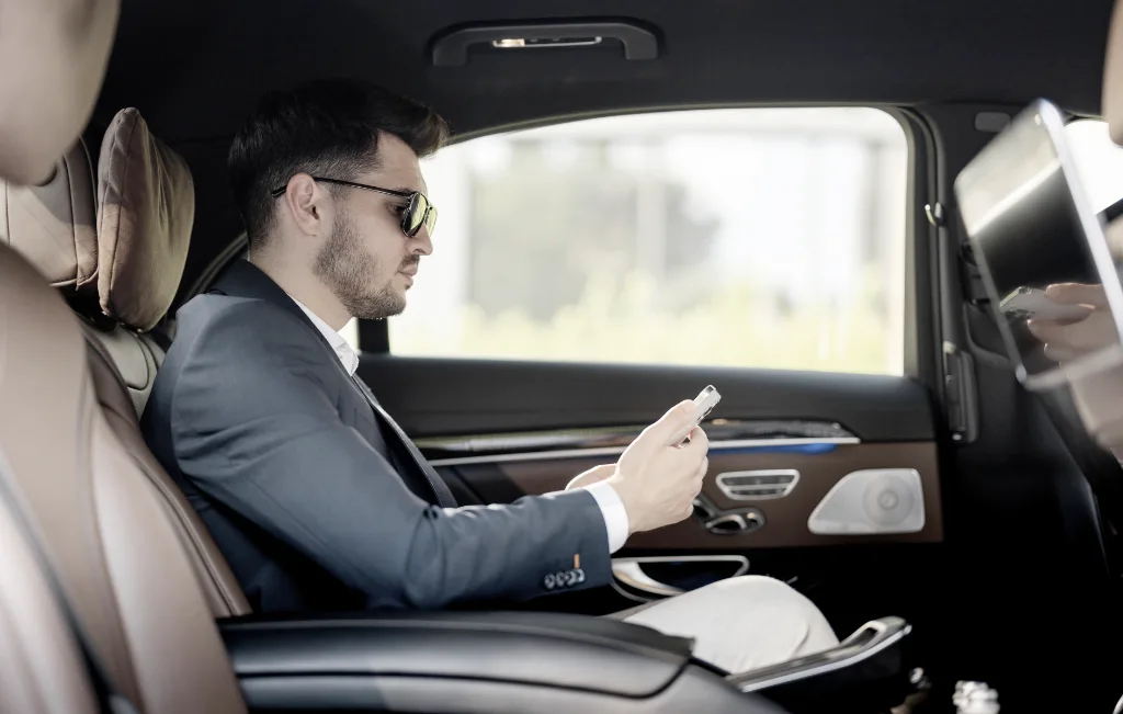 businessman using an airport car service