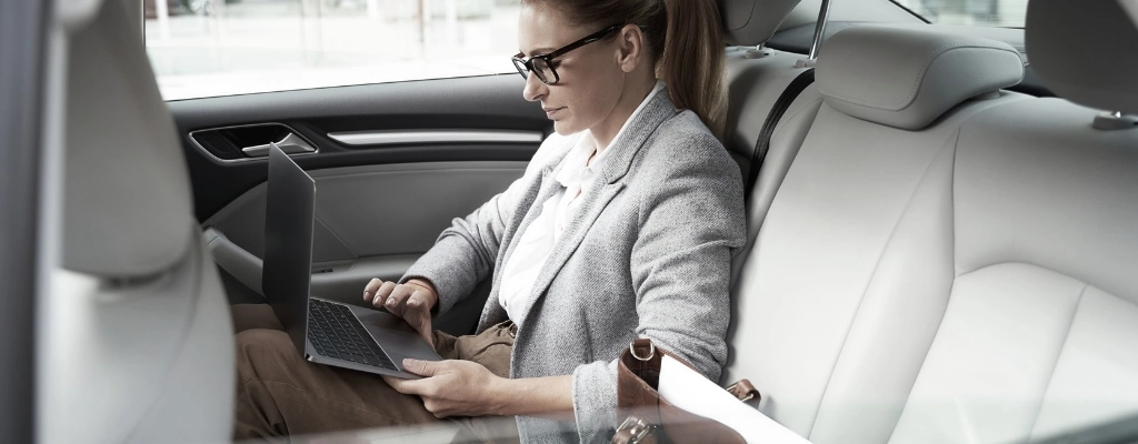 woman working inside her limousine service